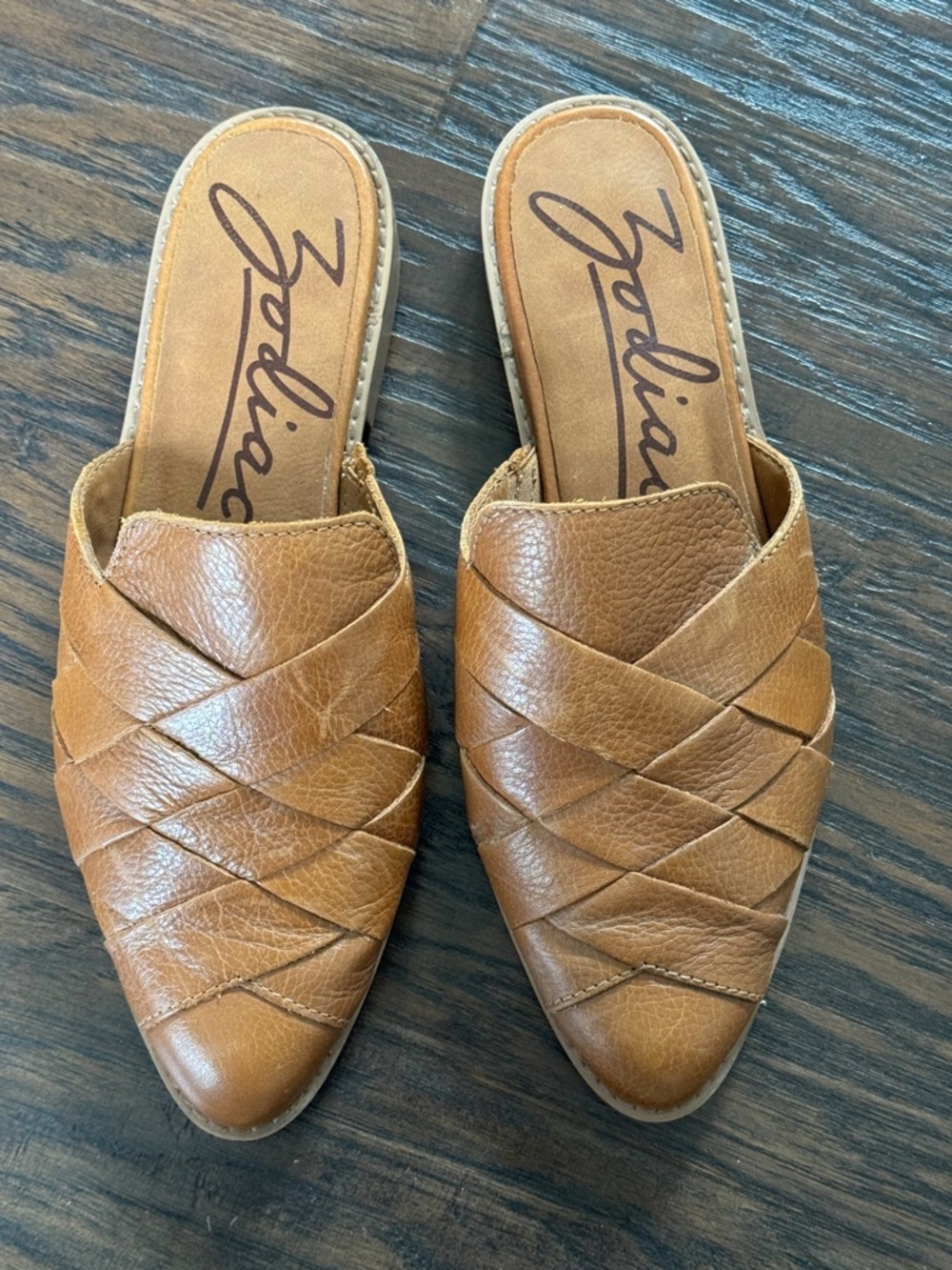 Zodiac Tan Woven Leather Mule Clog - Picture 4 of 11